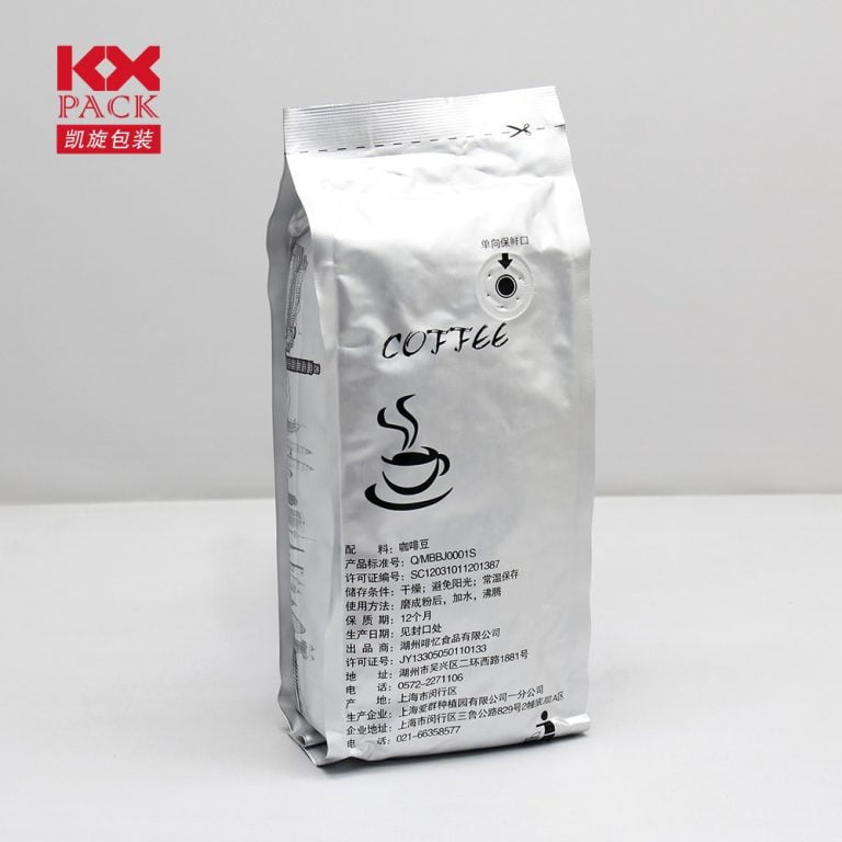 Plastic Pouch Custom Silver White Coffee Bag 