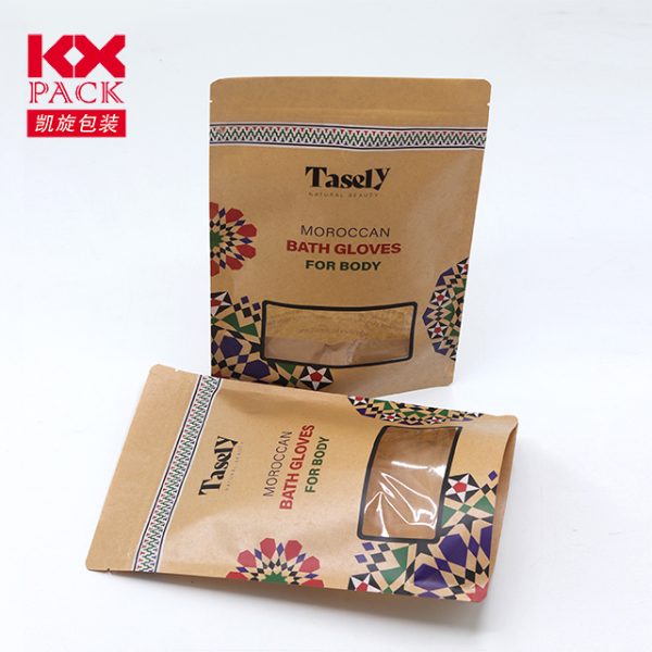 2023 New Arrival Food Packaging Bag Kraft Stand Up Pouch Ziplock Bag with Window for Food Snack